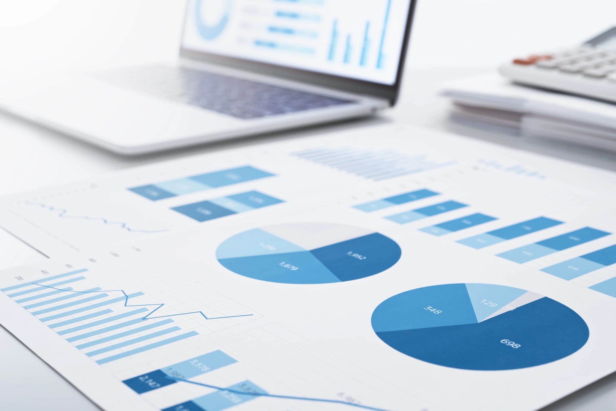 Analytics charts and graphs on a laptop screen